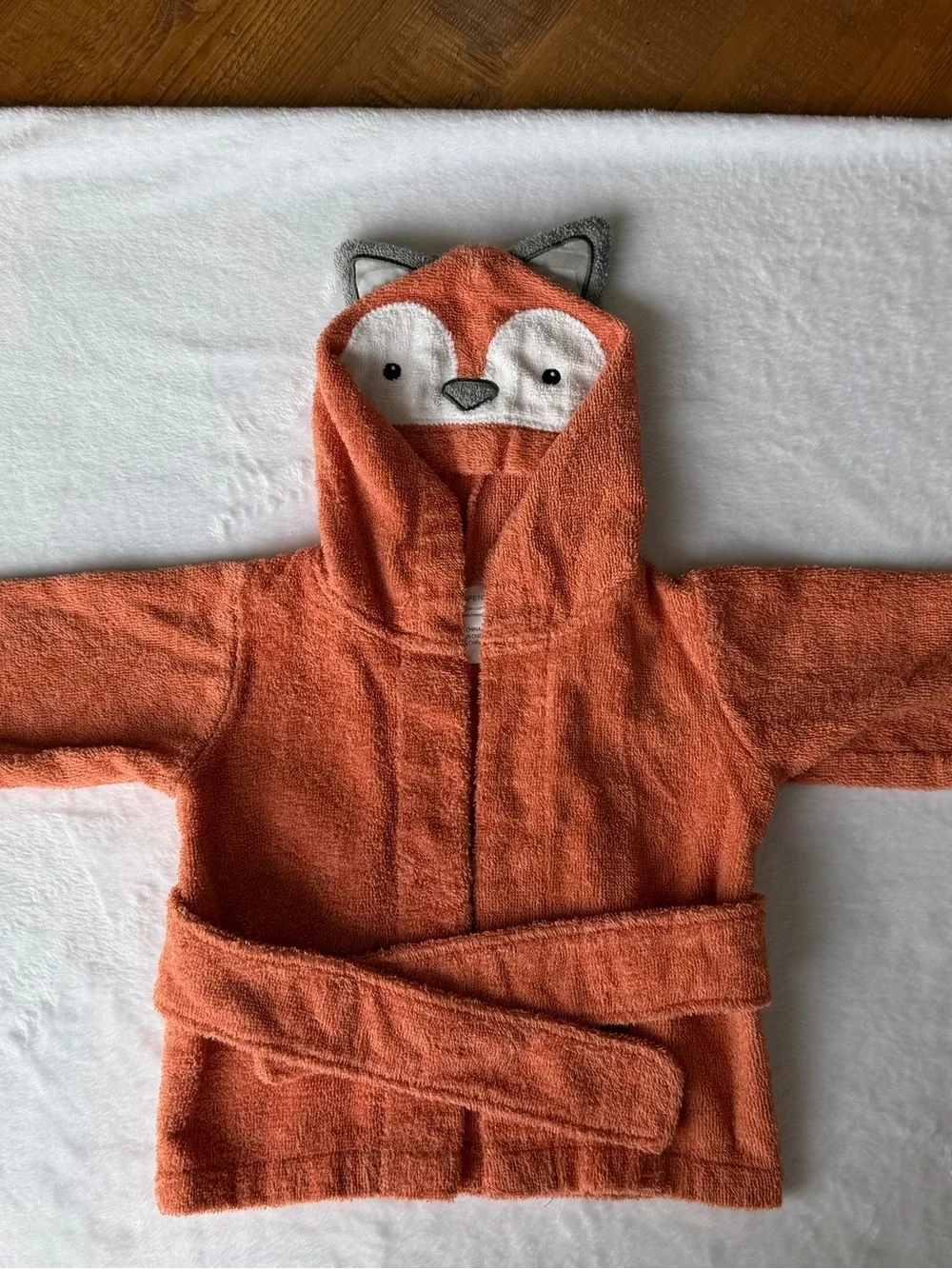 Baby Aspen Fox Hooded Kids Bath Robe - Orange Size 0-9 months
